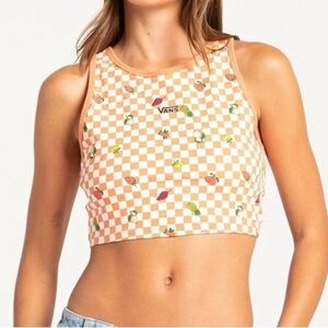 Vans Peach Checkered Fruit Crop Top XS